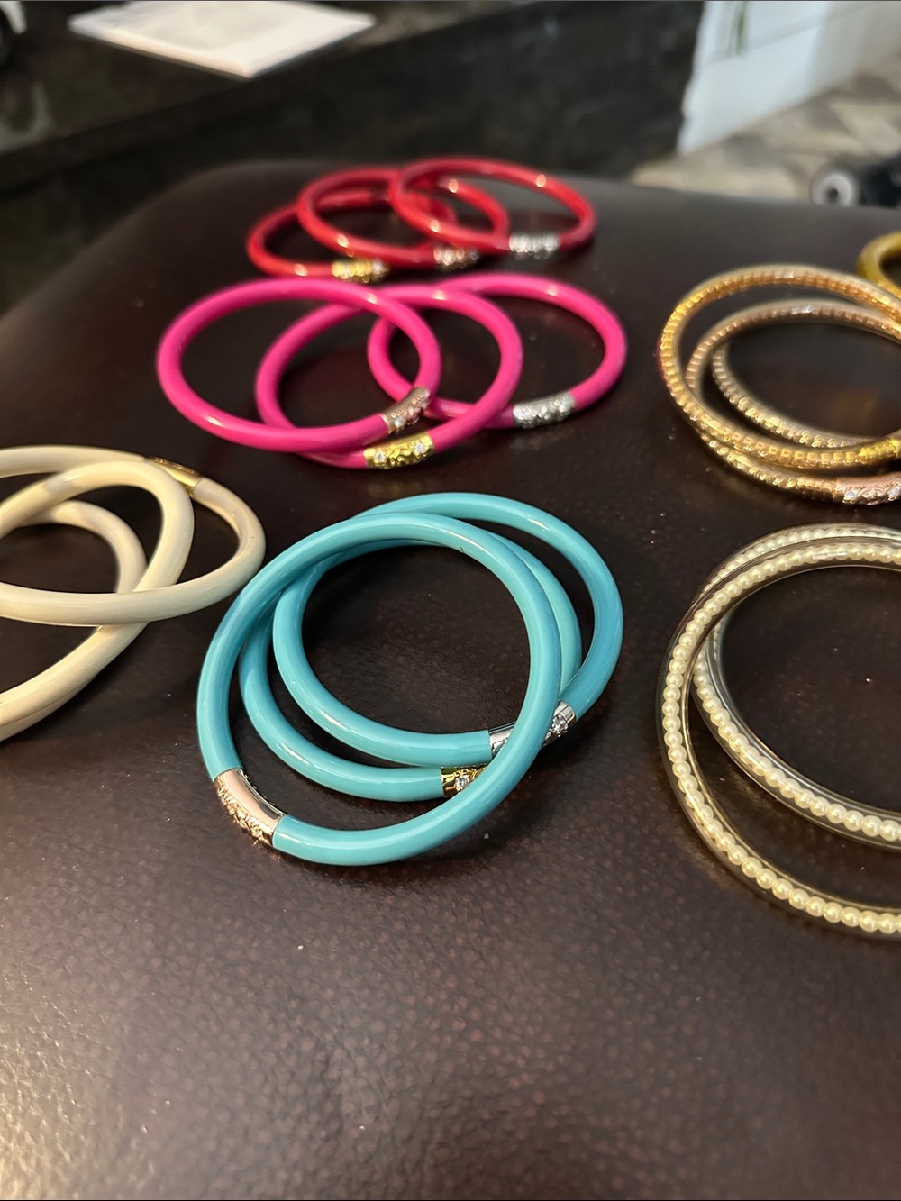 Women's Multicolor Metal and Enamel Bangle Bracelet Set - Picture 10 of 14